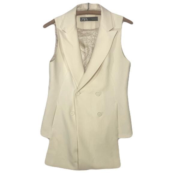 ZARA Cream Colored Sleeveless Vest/Blazer Womens Size S - Picture 1 of 8